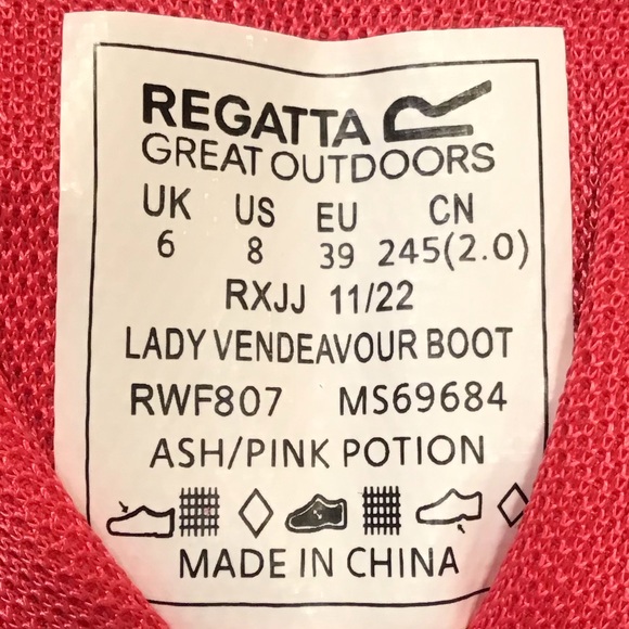 Regatta Lady Vendeavour Waterproof Hiking Boots Black & Pink Walking Boot SZ 8 - Picture 13 of 16
